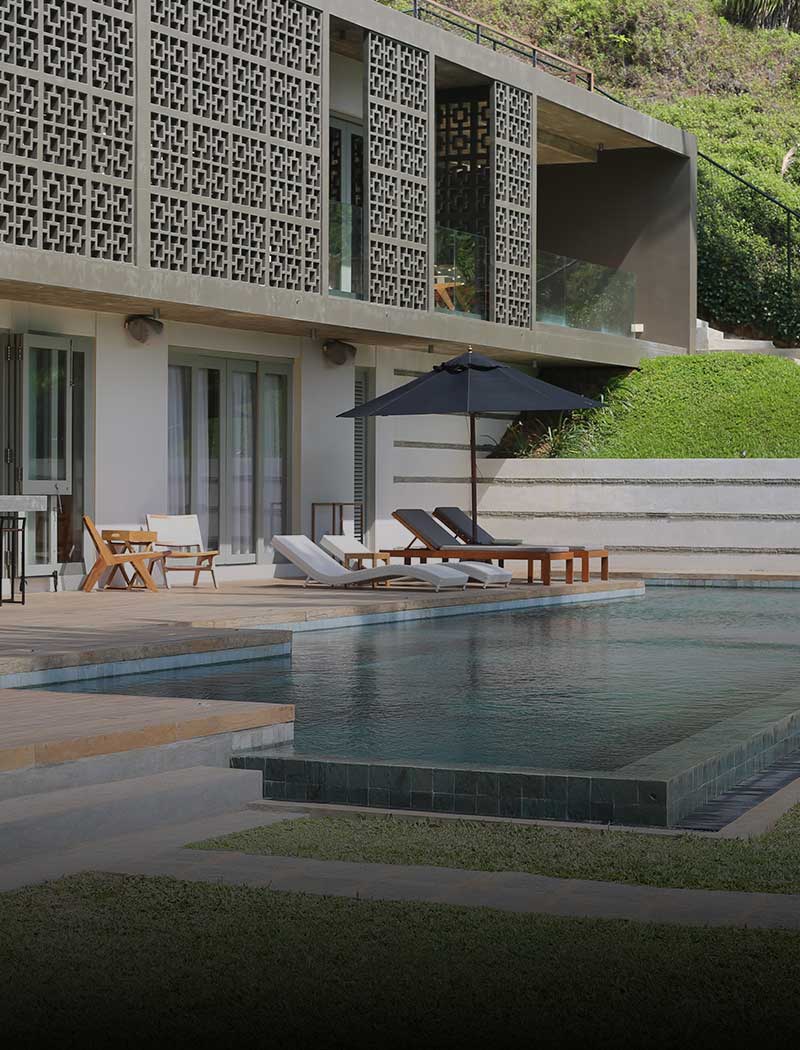 Beautiful pool view and sunbeds
